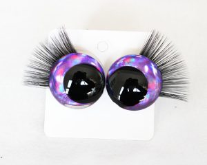 D12-purple color disc 3D offcentre eyes black pupil  toy eyes with sinker washerwith eyelash tray 12mm-40mm option  for craft doll