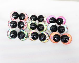mixed color 12MM-30MM clear round thinner offcentre eyes with washer for diy craft doll eyes findings-S9