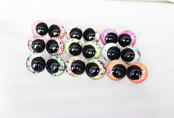 mixed color 12MM-30MM clear round thinner offcentre eyes with washer for diy craft doll eyes findings-S9