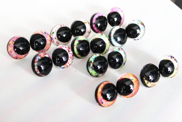 mixed color 12MM-30MM clear round thinner offcentre eyes with washer for diy craft doll eyes findings-S9 - Image 4