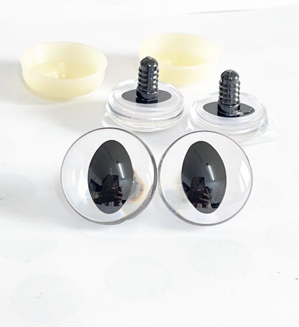 3D Cat eyes black oval pupil clear toy eyes with sinker washer 10mm-30mm option  for craft doll crochet toy findings - Image 2