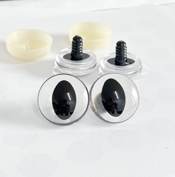 3D Cat eyes black oval pupil clear toy eyes with sinker washer 10mm-30mm option  for craft doll crochet toy findings - Image 3