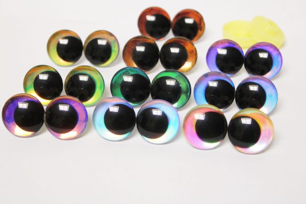 mixed color Holographic disc 3D offcentre eyes black pupil clear toy eyes with sinker washer  12mm-40mm option  for craft doll -hc10 - Image 2