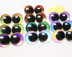 mixed color Holographic disc 3D offcentre eyes black pupil clear toy eyes with sinker washer 12mm-40mm option for craft doll -hc10