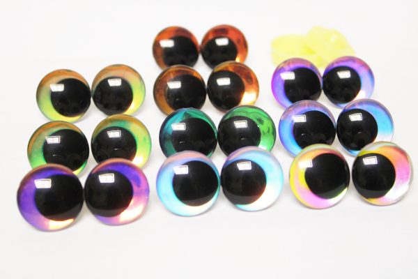 mixed color Holographic disc 3D offcentre eyes black pupil clear toy eyes with sinker washer  12mm-40mm option  for craft doll -hc10