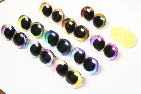 mixed color Holographic disc 3D offcentre eyes black pupil clear toy eyes with sinker washer  12mm-40mm option  for craft doll -hc10 - Image 3