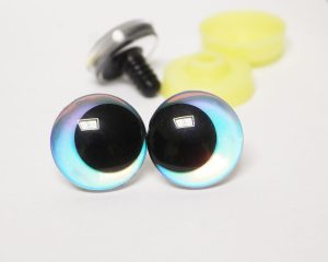 light blue color Holographic disc 3D offcentre eyes black pupil clear toy eyes with sinker washer 12mm-40mm option for craft doll -hc10
