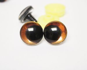 orange color Holographic disc 3D offcentre eyes black pupil clear toy eyes with sinker washer 12mm-40mm option for craft doll -hc10