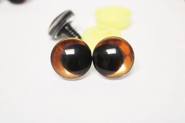 orange color Holographic disc 3D offcentre eyes black pupil clear toy eyes with sinker washer  12mm-40mm option  for craft doll -hc10