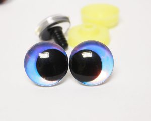blue color Holographic disc 3D offcentre eyes black pupil clear toy eyes with sinker washer 12mm-40mm option for craft doll -hc10