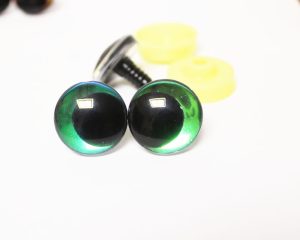 green color Holographic disc 3D offcentre eyes black pupil clear toy eyes with sinker washer 12mm-40mm option for craft doll -hc10