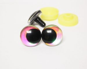pink color Holographic disc 3D offcentre eyes black pupil clear toy eyes with sinker washer 12mm-40mm option for craft doll -hc10