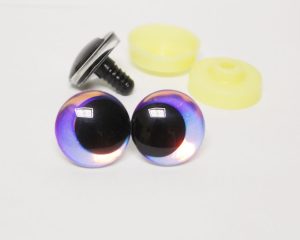 light purple color Holographic disc 3D offcentre eyes black pupil clear toy eyes with sinker washer 12mm-40mm option for craft doll -hc10