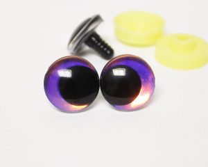 purple color Holographic disc 3D offcentre eyes black pupil clear toy eyes with sinker washer 12mm-40mm option for craft doll -hc10
