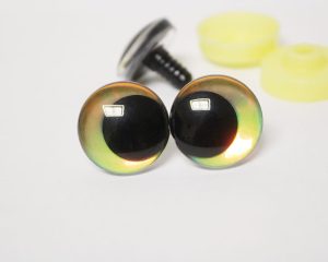 gold color Holographic disc 3D offcentre eyes black pupil clear toy eyes with sinker washer 12mm-40mm option for craft doll -hc10
