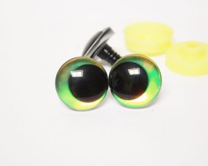 yellow green color Holographic disc 3D offcentre eyes black pupil clear toy eyes with sinker washer 12mm-40mm option for craft doll -hc10