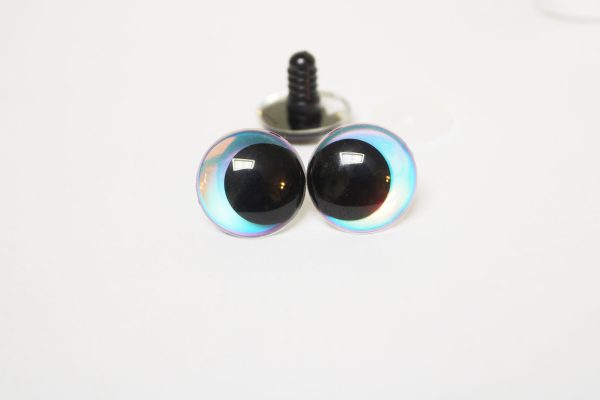 light blue color 12MM-30MM clear round thinner offcentre eyes with washer for diy craft doll eyes findings-HC10