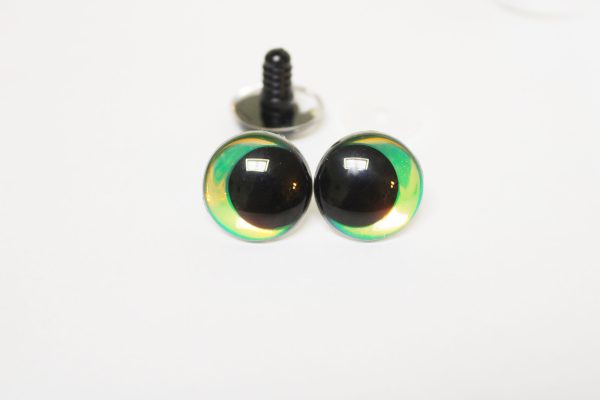 yellow green color 12MM-30MM clear round thinner offcentre eyes with washer for diy craft doll eyes findings-HC10