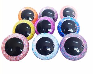 T10-Mixed color 9mm-60mm round crystal eyes with hard washer for diy plush doll findings Handmade amigurumi doll