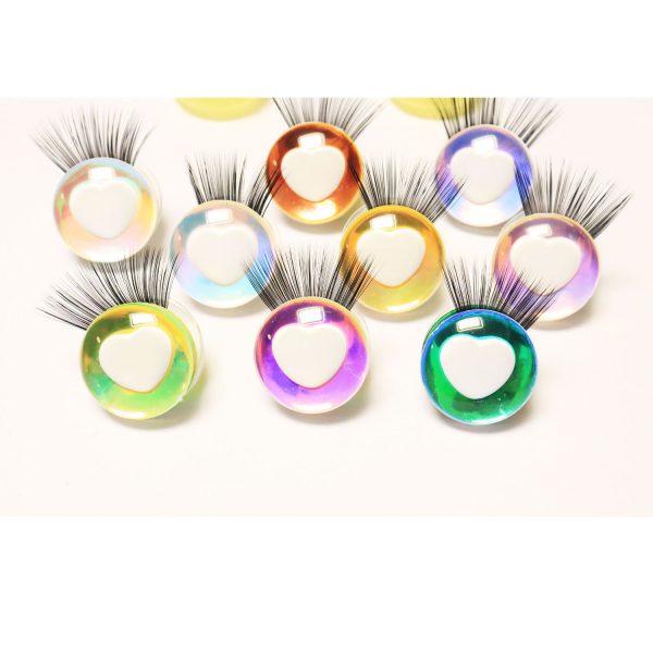 HC10-MIXED COLOR disc 25mm 3D heart white  pupil  toy eyes with sinker washer for diy craft doll findings - Image 2