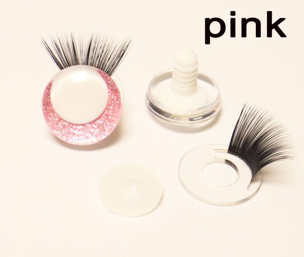 N19-mixed color 3D offcentre eyes white pupil clear toy eyes with eyelash tray with sinker washer 14mm-35mm option  for craft doll -masckaszem eyes - Image 3