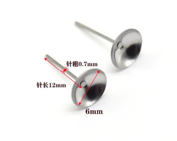 4mm/5mm/6mm/8mm/10mm bowl earring needle stainless materials for pendant jewelry findings - Image 4