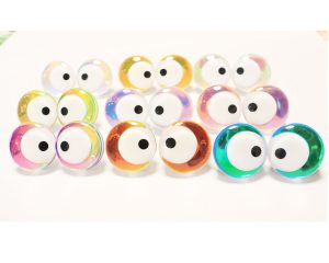 HC10-mixed color 25mm 3D offcentre white pupil with one dot Clear toy eyes with sinker hard washer for diy craft doll eyes findings -masckaszem eyes