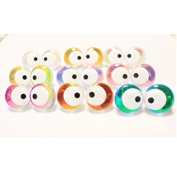HC10-mixed color 25mm 3D offcentre white pupil with one dot Clear  toy eyes with sinker hard washer for diy craft doll eyes findings -masckaszem eyes
