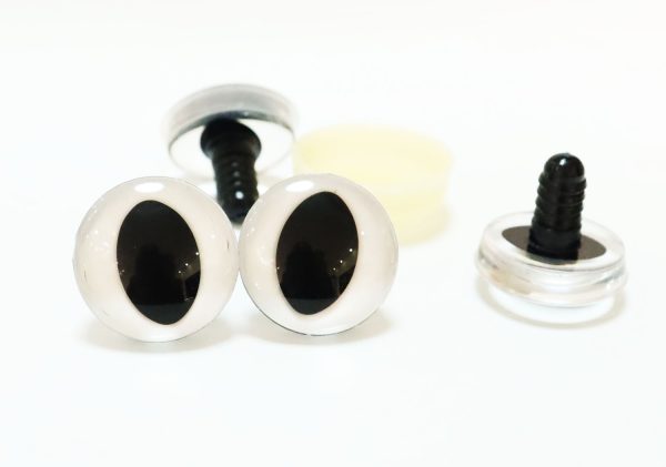 White disc 3D cat eyes black pupil  toy eyes with sinker washer 10mm-30mm option  for craft doll - Image 3