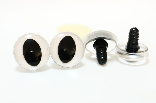 White disc 3D cat eyes black pupil  toy eyes with sinker washer 10mm-30mm option  for craft doll