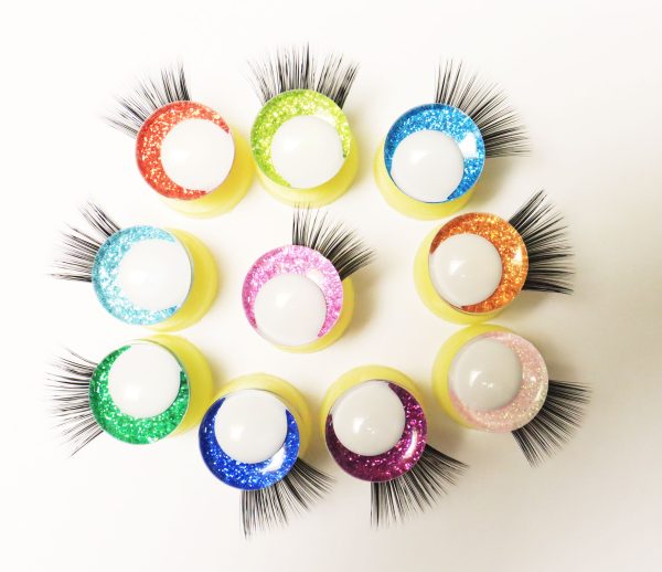 N19-mixed color 3D offcentre eyes white pupil clear toy eyes with eyelash tray with sinker washer 14mm-35mm option  for craft doll -masckaszem eyes - Image 4