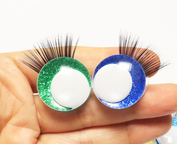 N19-mixed color 3D offcentre eyes white pupil clear toy eyes with eyelash tray with sinker washer 14mm-35mm option  for craft doll -masckaszem eyes - Image 15