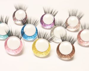 N19-mixed color 3D offcentre eyes white pupil clear toy eyes with eyelash tray with sinker washer 14mm-35mm option for craft doll -masckaszem eyes