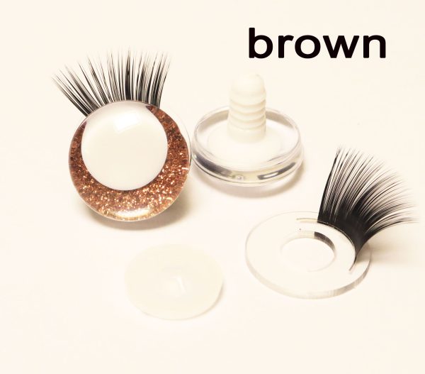 N19-mixed color 3D offcentre eyes white pupil clear toy eyes with eyelash tray with sinker washer 14mm-35mm option  for craft doll -masckaszem eyes - Image 20