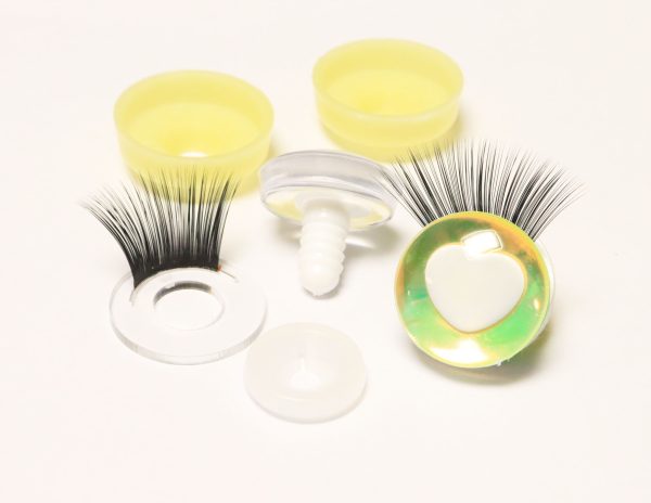 HC10-MIXED COLOR disc 25mm 3D heart white  pupil  toy eyes with sinker washer for diy craft doll findings - Image 5