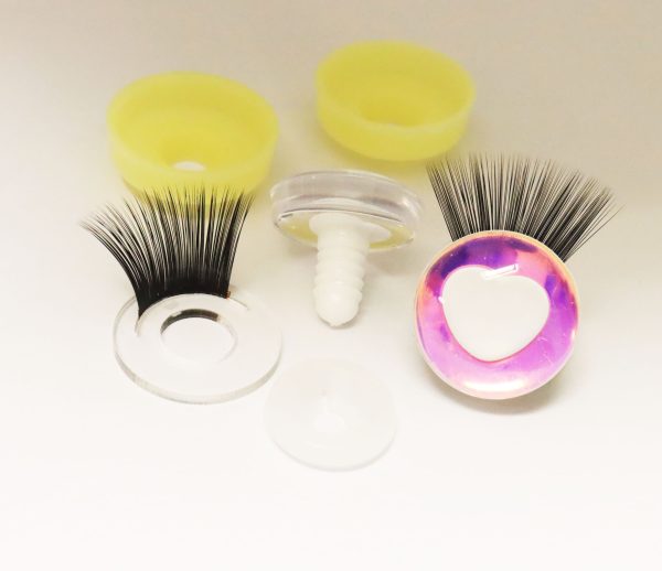 HC10-MIXED COLOR disc 25mm 3D heart white  pupil  toy eyes with sinker washer for diy craft doll findings - Image 6