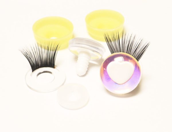 HC10-MIXED COLOR disc 25mm 3D heart white  pupil  toy eyes with sinker washer for diy craft doll findings - Image 8