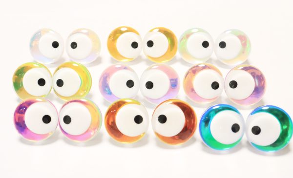 HC10-mixed color 25mm 3D offcentre white pupil with one dot Clear  toy eyes with sinker hard washer for diy craft doll eyes findings -masckaszem eyes - Image 2