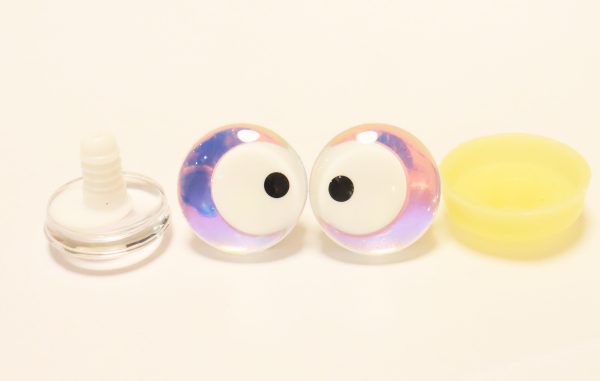 HC10-mixed color 25mm 3D offcentre white pupil with one dot Clear  toy eyes with sinker hard washer for diy craft doll eyes findings -masckaszem eyes - Image 4