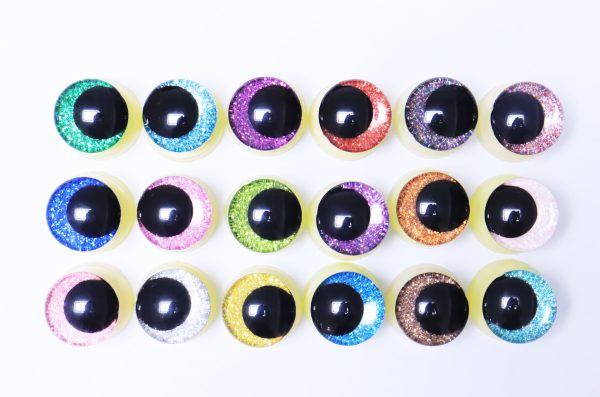 N19-MIXED COLOR 3D offcentre eyes black pupil clear toy eyes with sinker washer 12mm-40mm option  for craft doll - Image 4