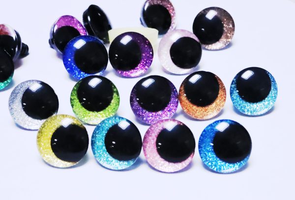 N19-MIXED COLOR 3D offcentre eyes black pupil clear toy eyes with sinker washer 12mm-40mm option  for craft doll - Image 2