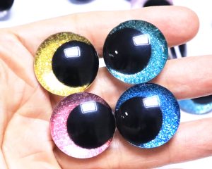 N19-MIXED COLOR 3D offcentre eyes black pupil clear toy eyes with sinker washer 12mm-40mm option for craft doll