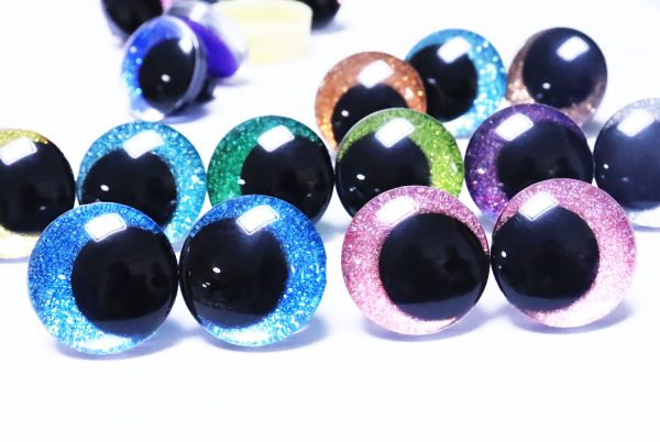 N19-MIXED COLOR 3D offcentre eyes black pupil clear toy eyes with sinker washer 12mm-40mm option  for craft doll - Image 6