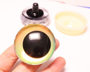 Hc10-gold color 50mm 3D offcentre toy eyes with disc with sinker hard washer for diy craft doll findings