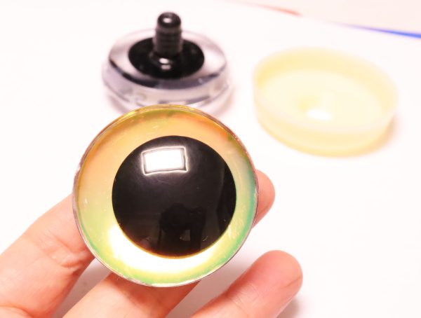 Hc10-gold color 50mm 3D offcentre toy eyes with disc with sinker hard washer for diy craft doll findings