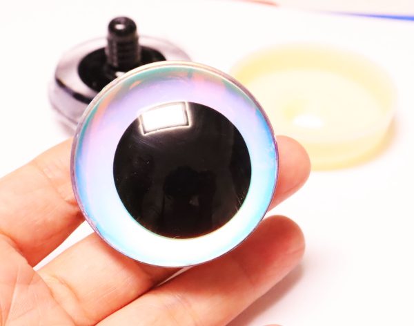 Hc10-light blue color 50mm 3D offcentre toy eyes with disc with sinker hard washer for diy craft doll findings