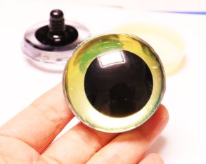Hc10-yellow green color 50mm 3D offcentre toy eyes with disc with sinker hard washer for diy craft doll findings
