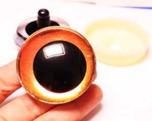 Hc10-orange red color 50mm 3D offcentre toy eyes with disc with sinker hard washer for diy craft doll findings