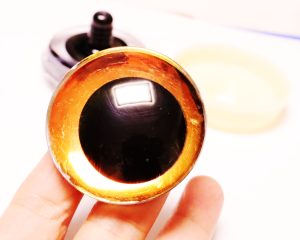Hc10-orange color 50mm 3D offcentre toy eyes with disc with sinker hard washer for diy craft doll findings