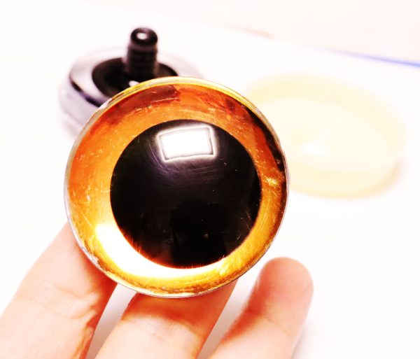 Hc10-orange  color 50mm 3D offcentre toy eyes with disc with sinker hard washer for diy craft doll findings